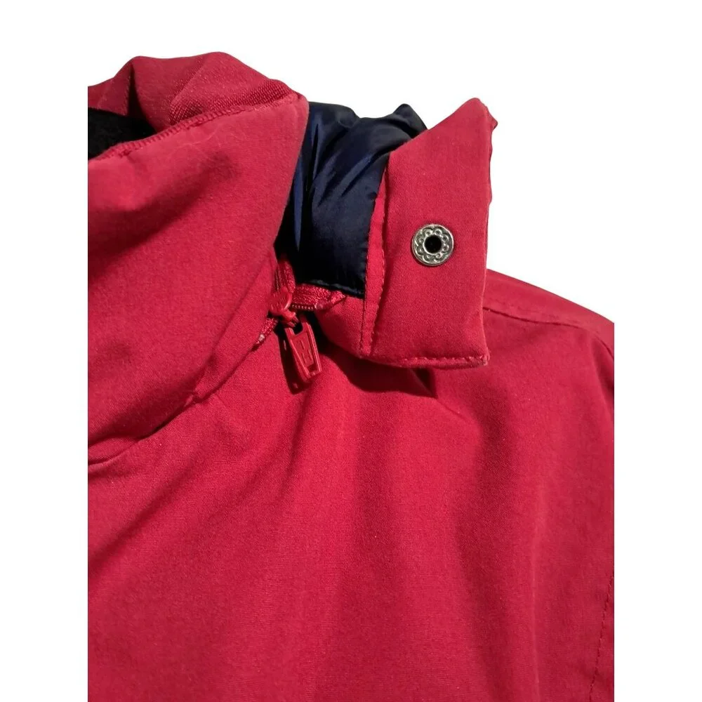 Tommy Hilfiger Mens Red Hooded Bomber Jacket Size S Quilted Insulated Water-Resi - Picture 15 of 16